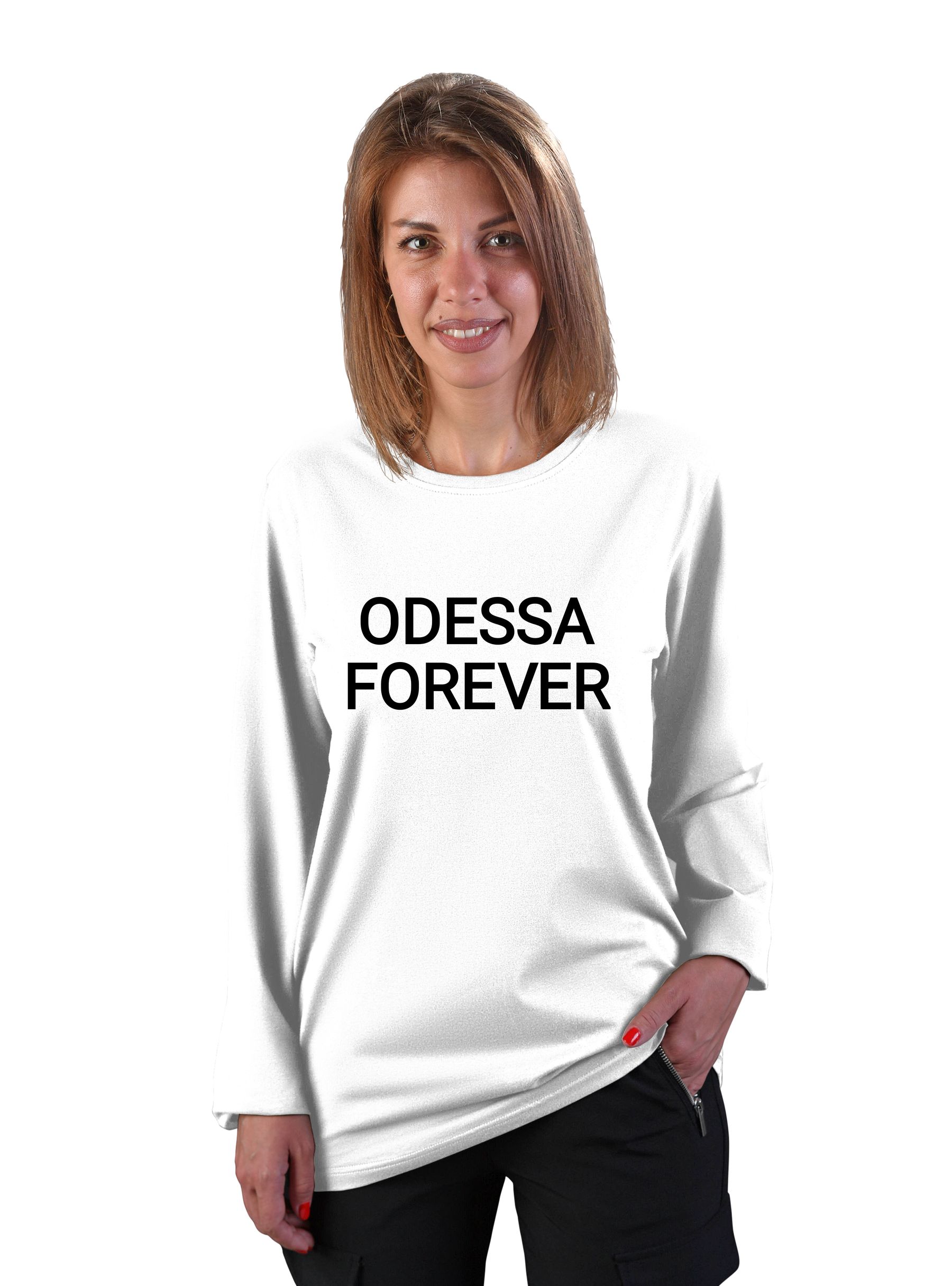Футболка женская "Odessa forever", длинный рукав, надпись
