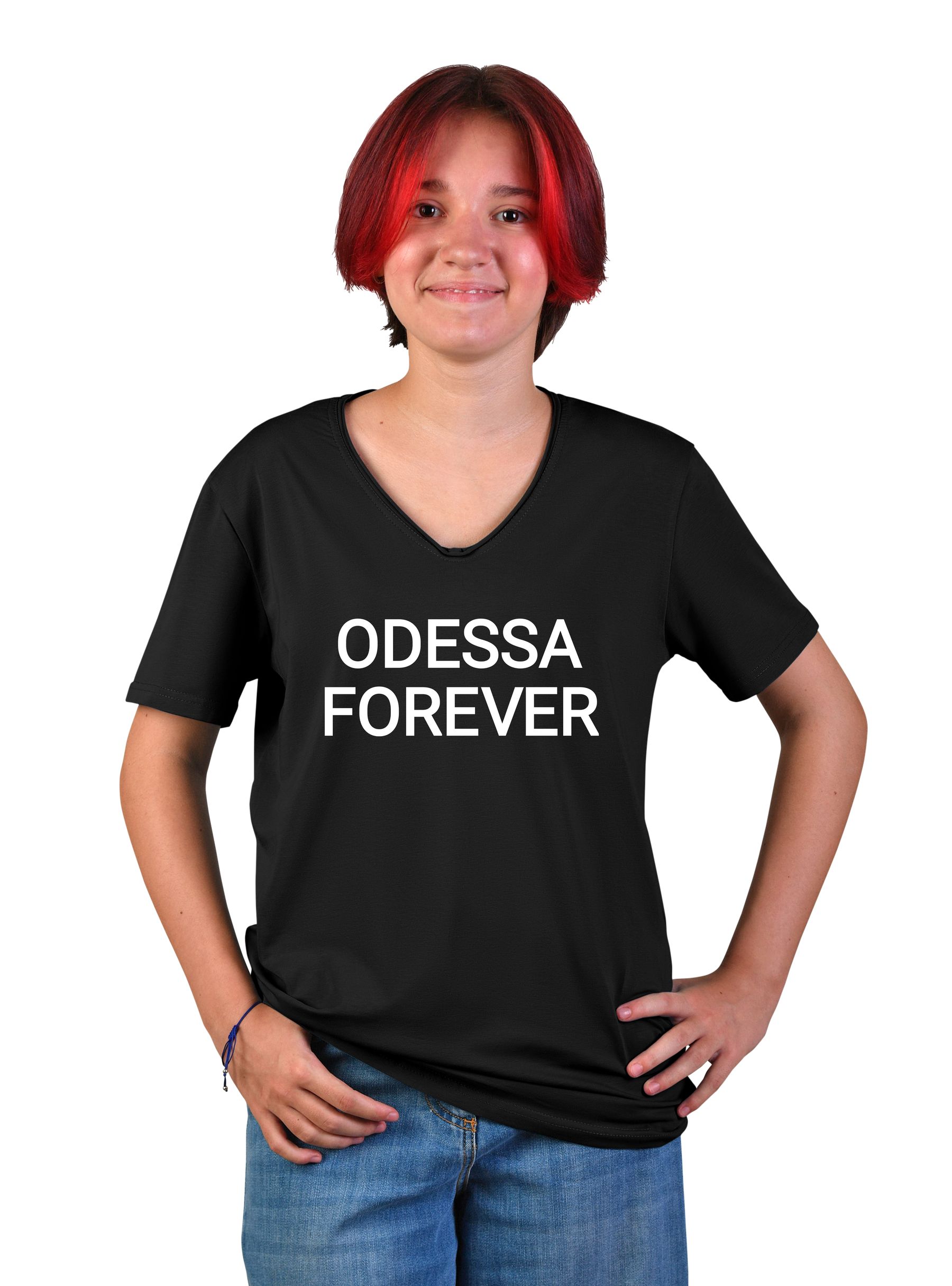 Teenage t-shirt for girls "Odessa forever", v-neck, inscription