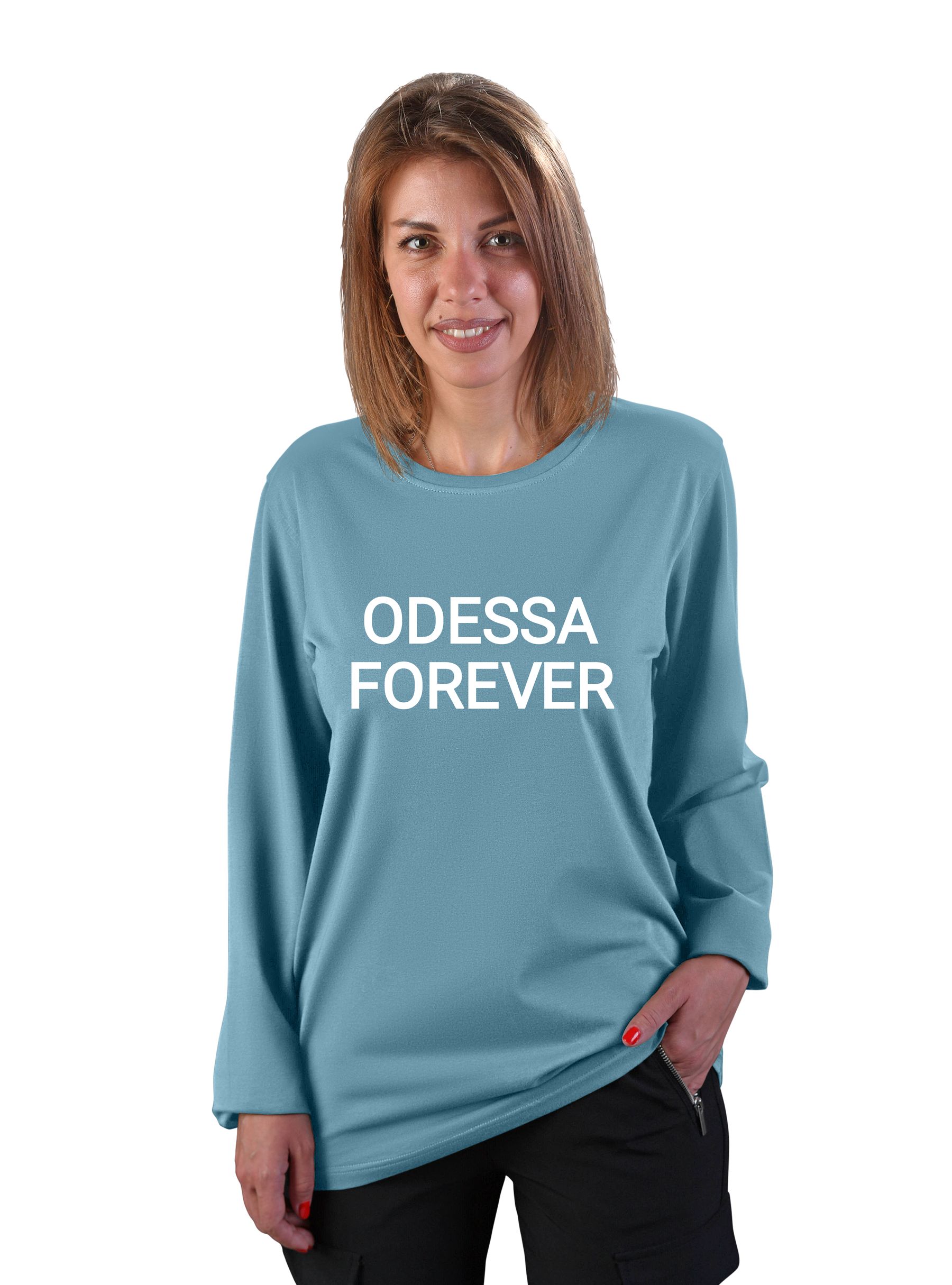 Футболка женская "Odessa forever", длинный рукав, надпись