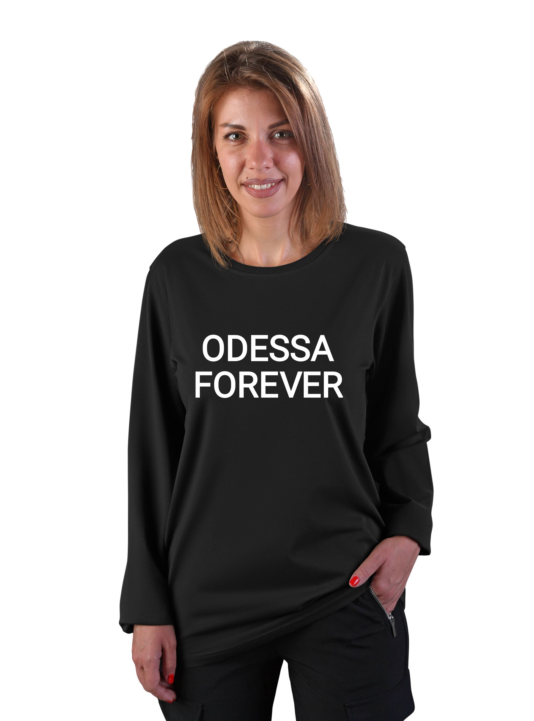 Футболка женская "Odessa forever", длинный рукав, надпись