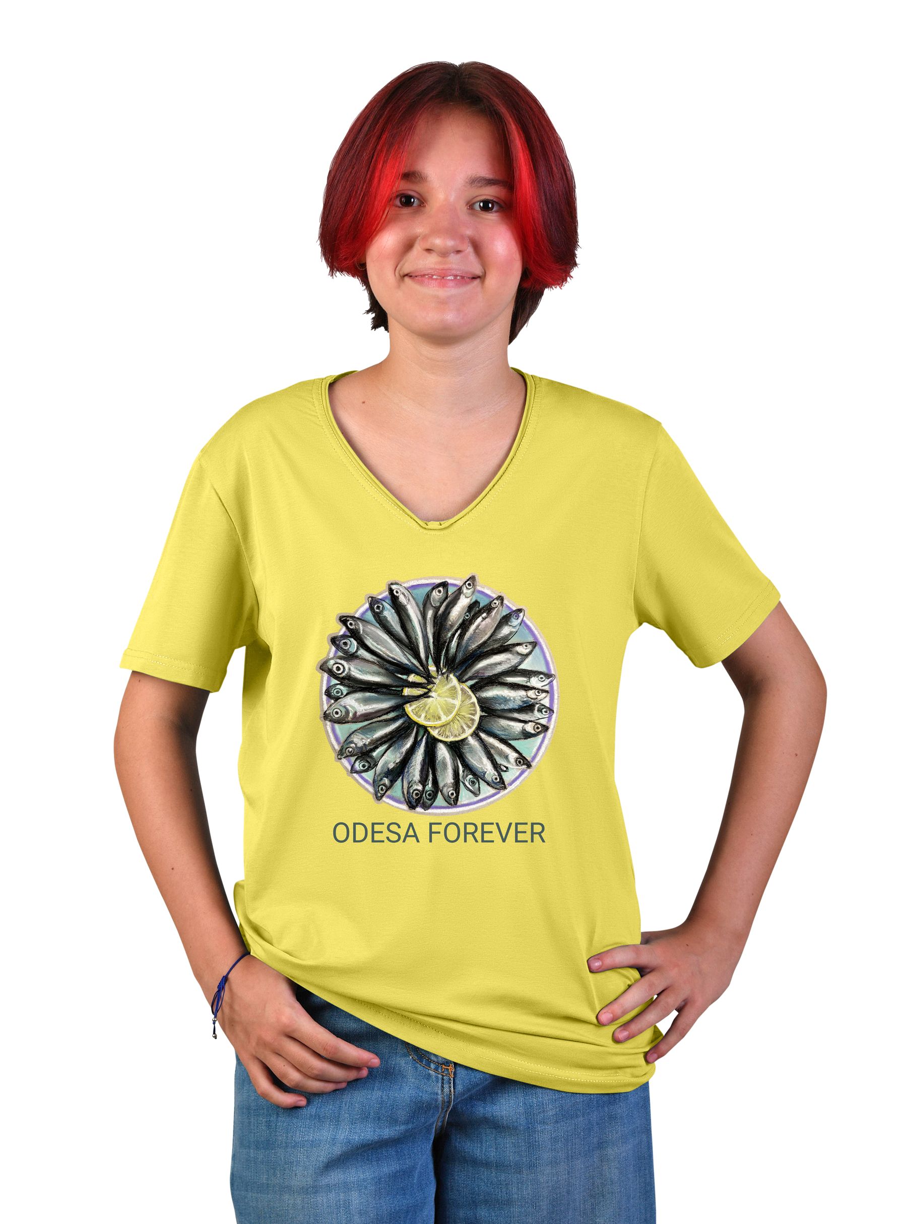 Футболка подростковая для девушки "Odessa forever", v-образный вырез