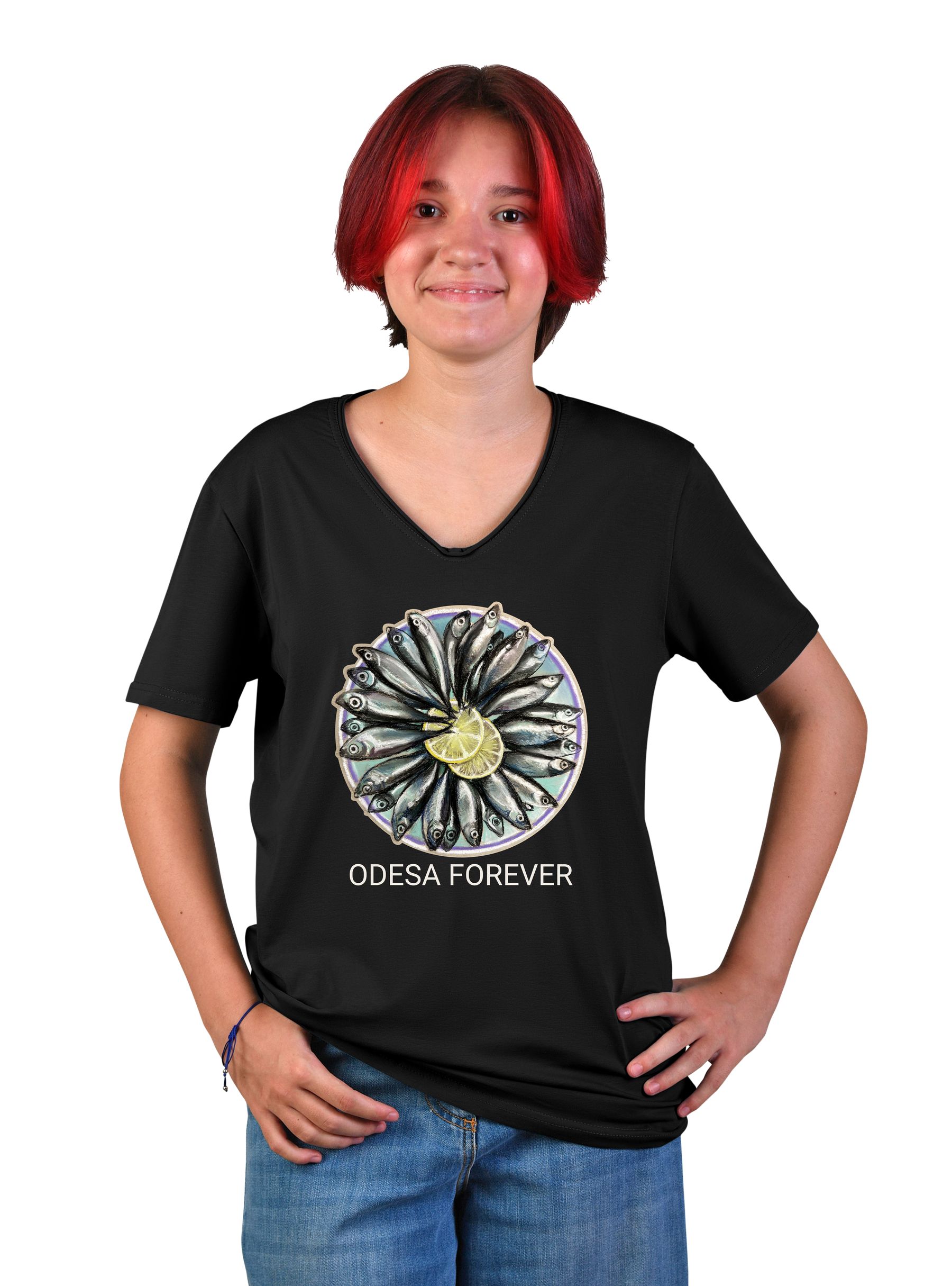 Футболка подростковая для девушки "Odessa forever", v-образный вырез